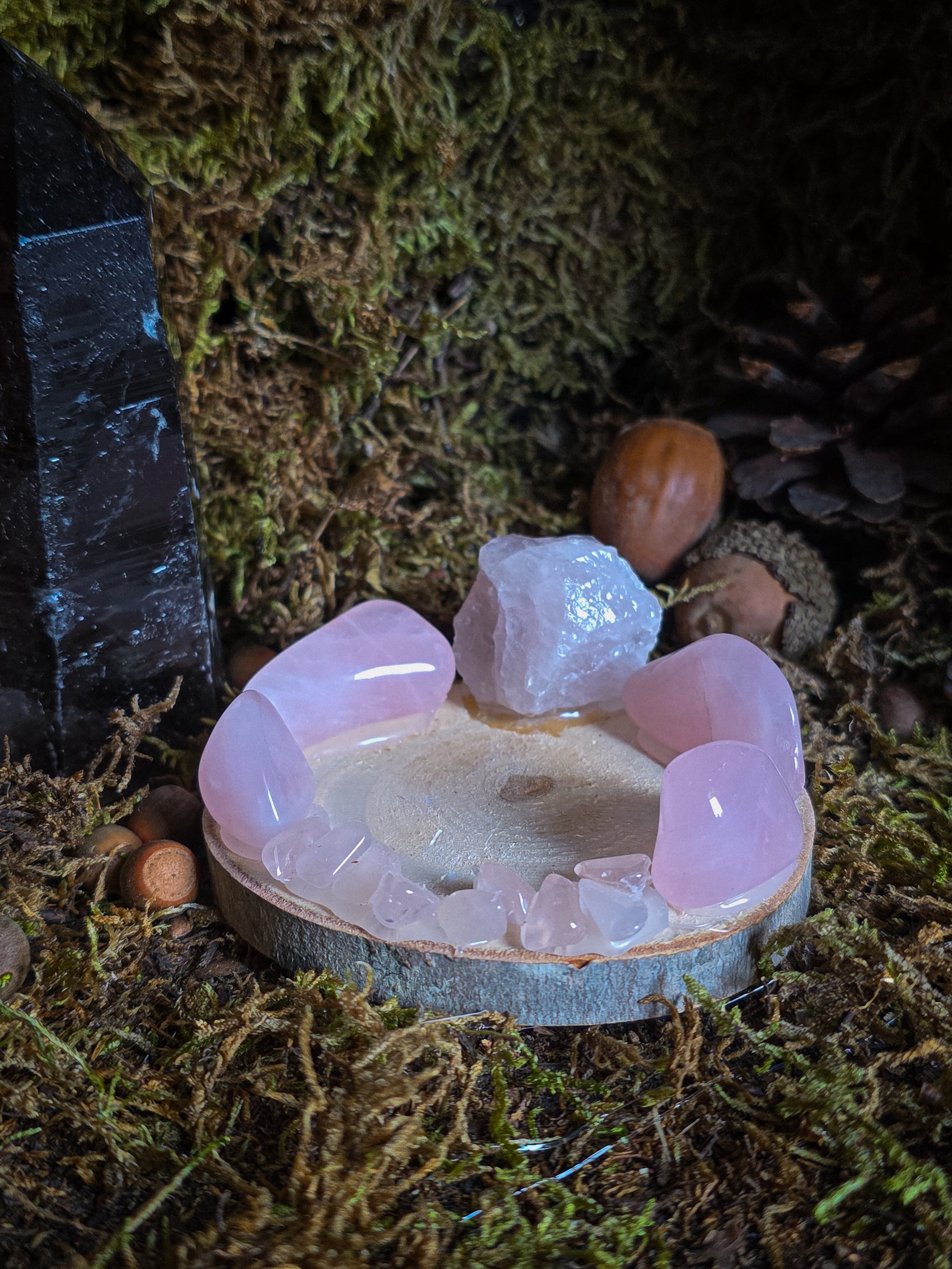 Rose Quartz Raw/Tumbled Tealight Holder OptionB