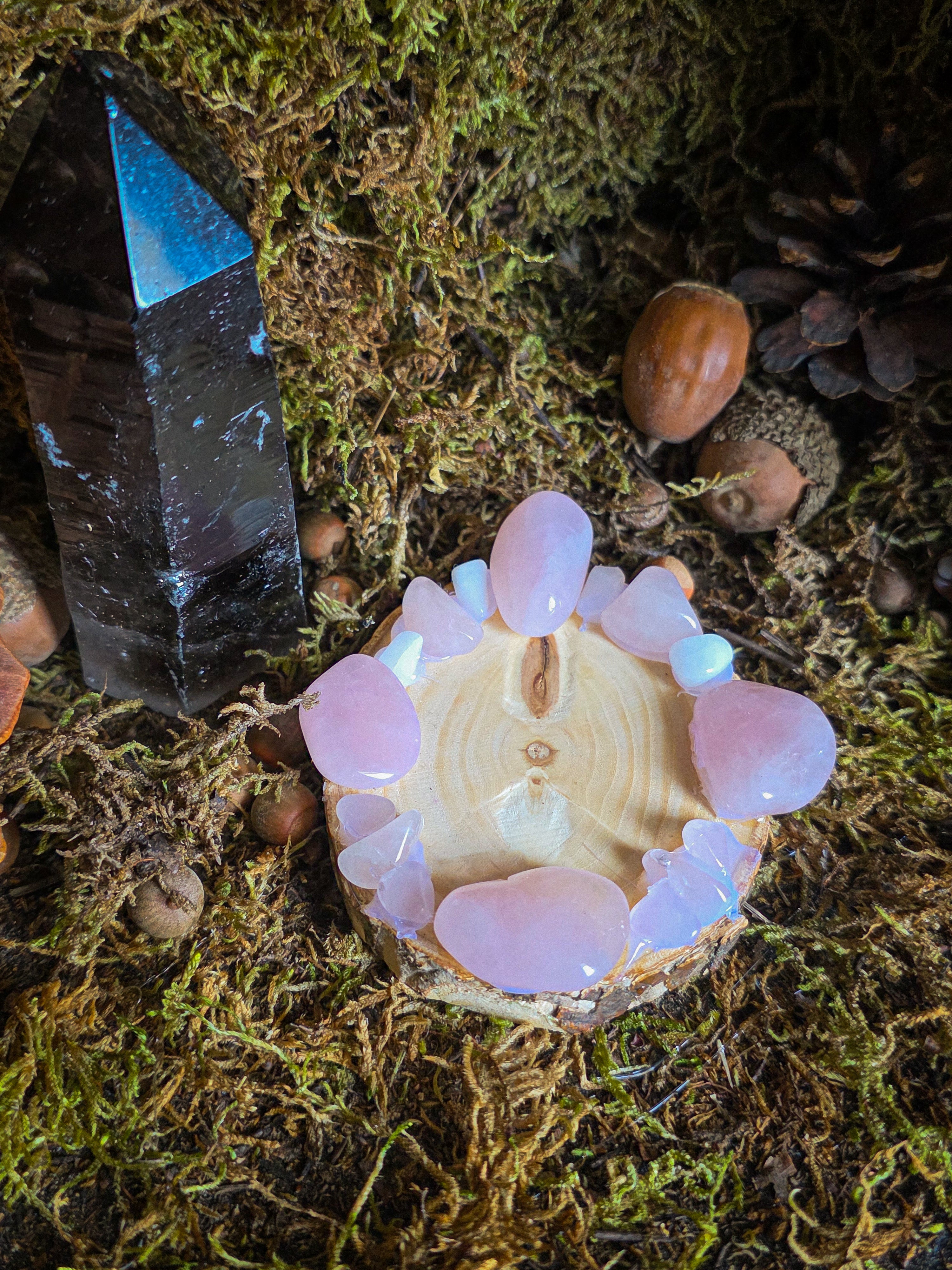 Rose Quartz Tumbled Tealight Holder OptionB
