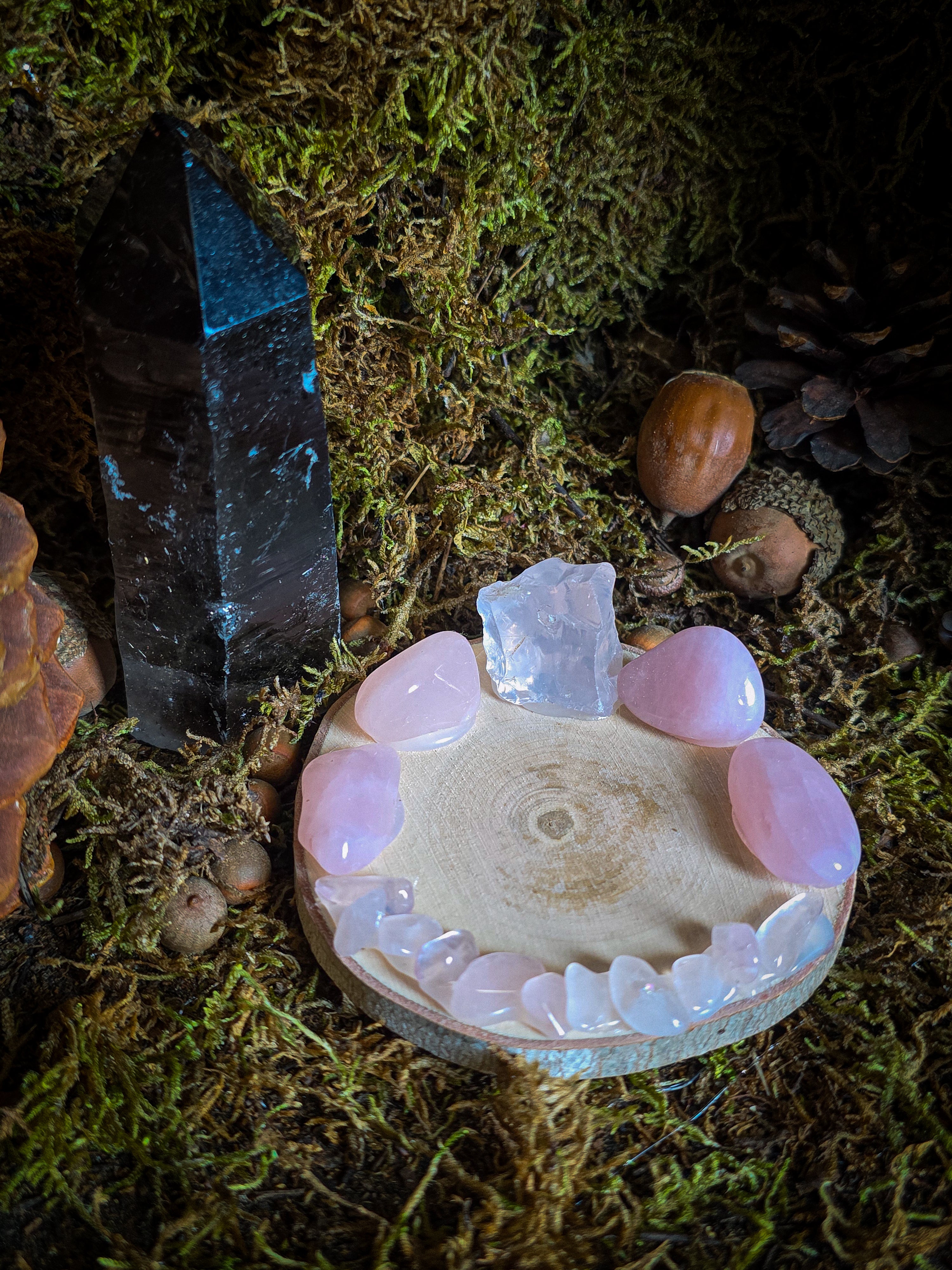 Rose Quartz Raw/Tumbled Tealight Holder OptionC