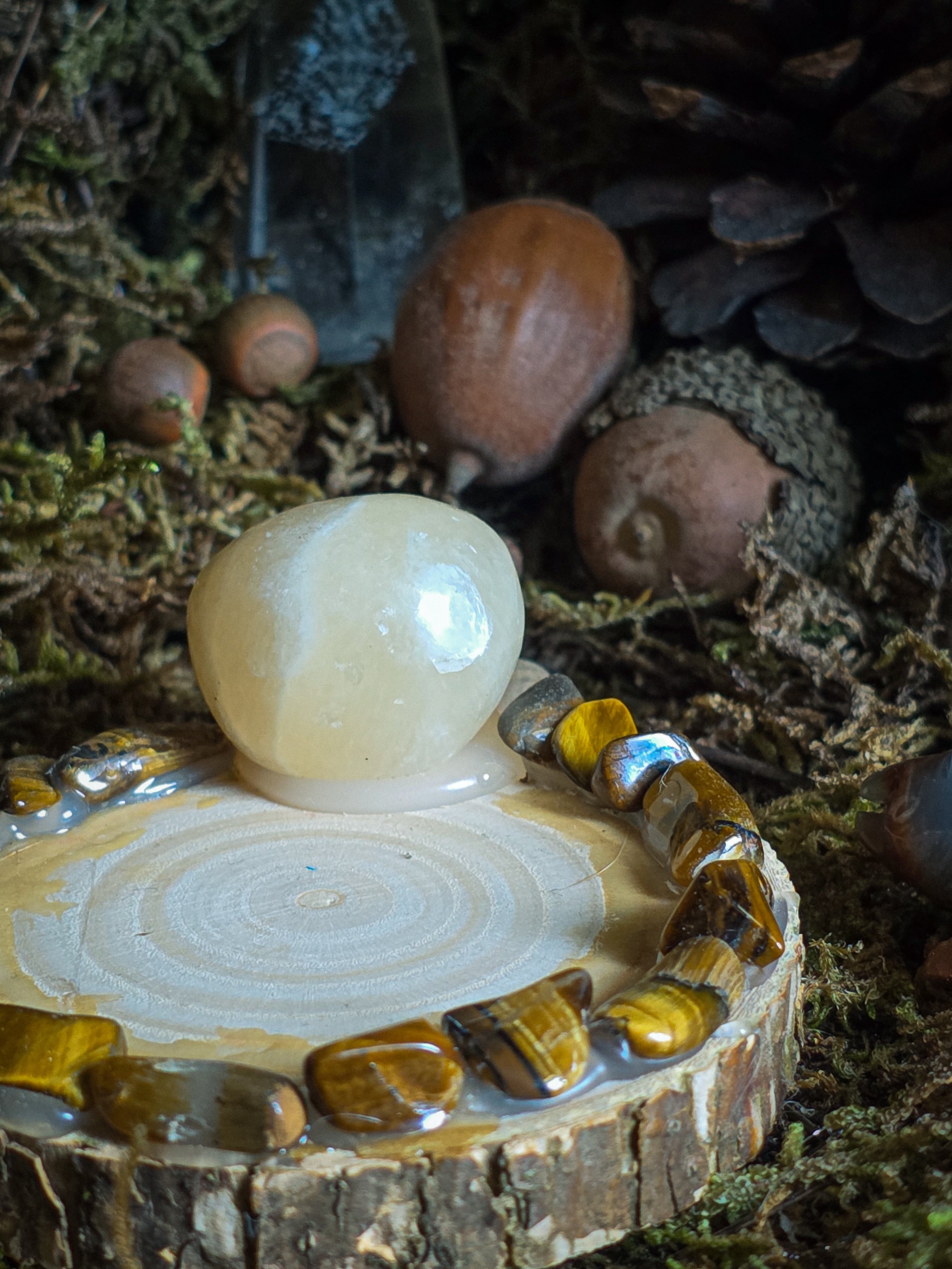 Honey Calcite Manifestation Tealight Holder OptionA