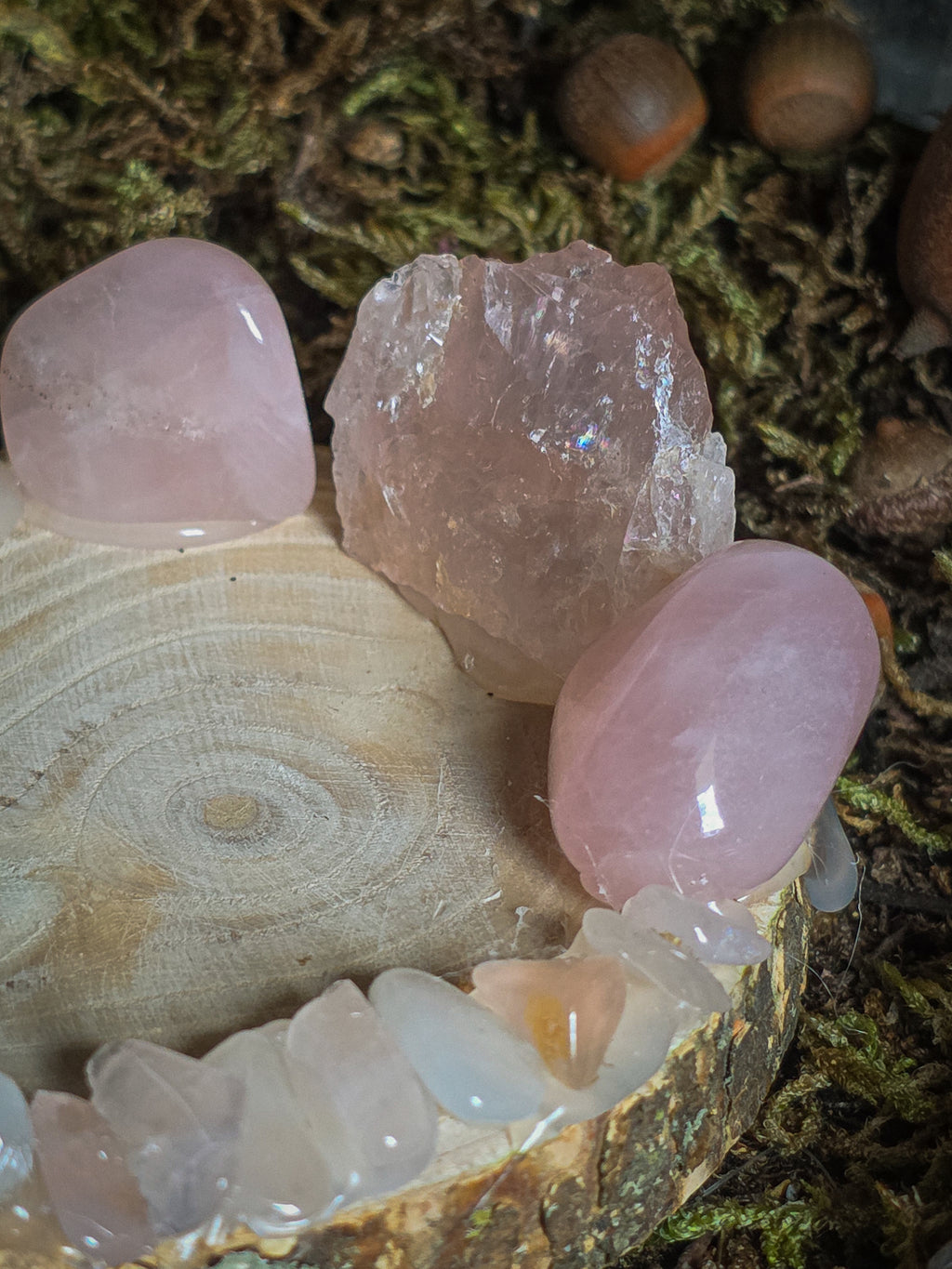 Rose Quartz Raw/Tumbled Tealight Holder OptionE
