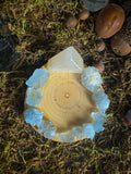 Selenite Pyramid Raw Celestite Tealight Holder