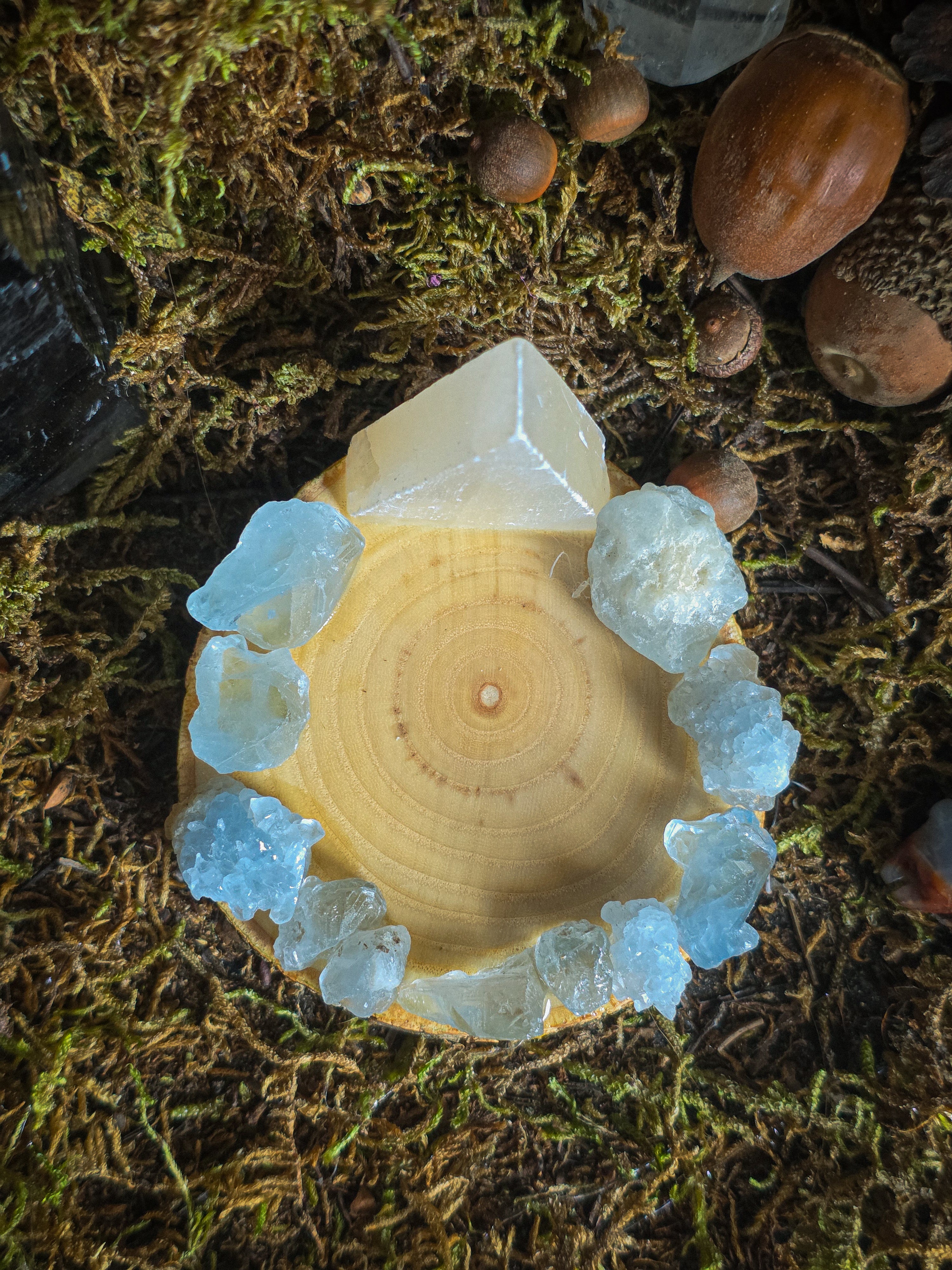 Selenite Pyramid Raw Celestite Tealight Holder