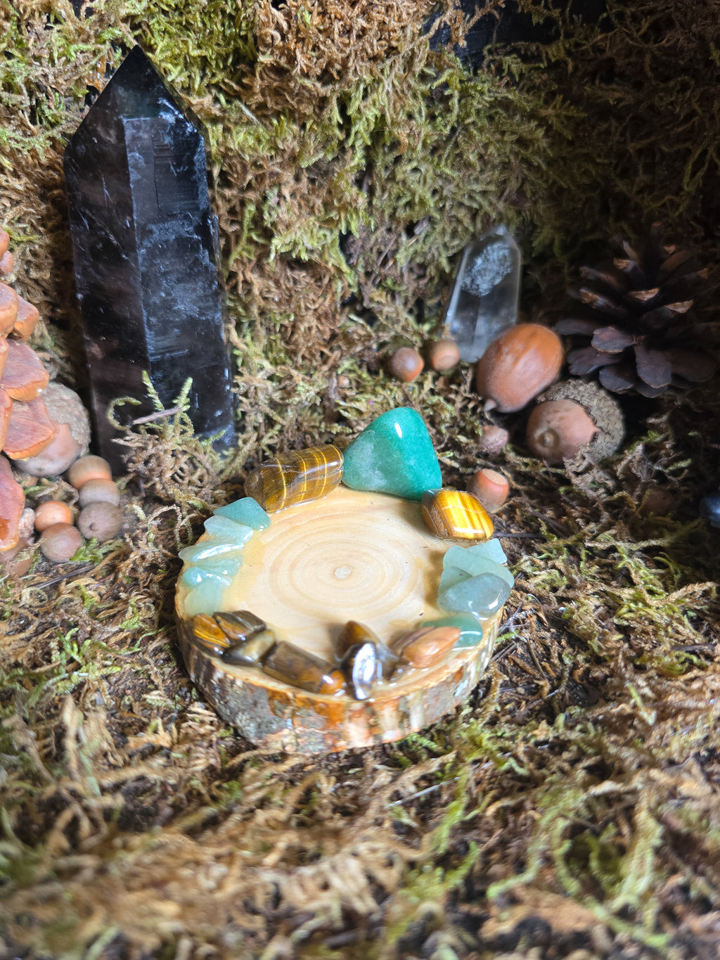 Green Aventurine and Tiger's Eye Tealight Holder