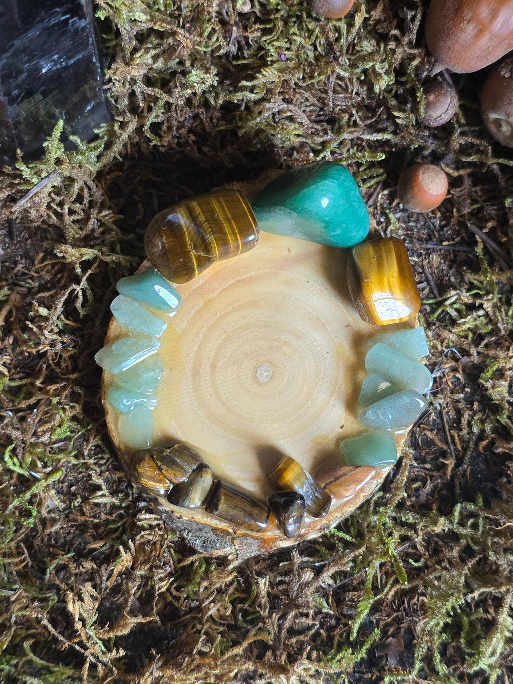 Green Aventurine and Tiger's Eye Tealight Holder